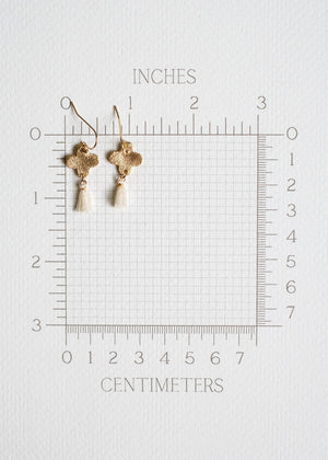 Gold Clover Tassel Earrings