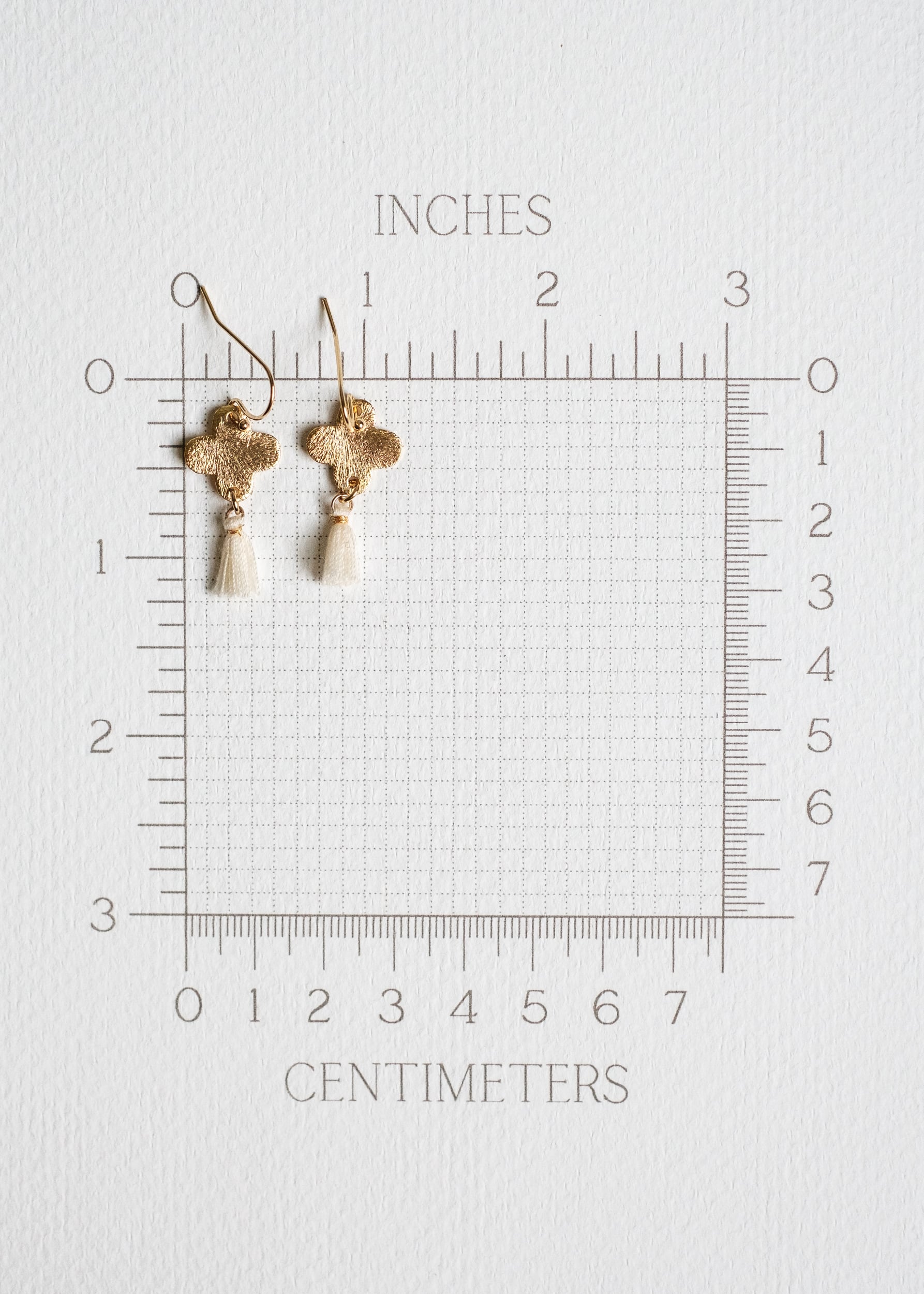 Gold Clover Tassel Earrings