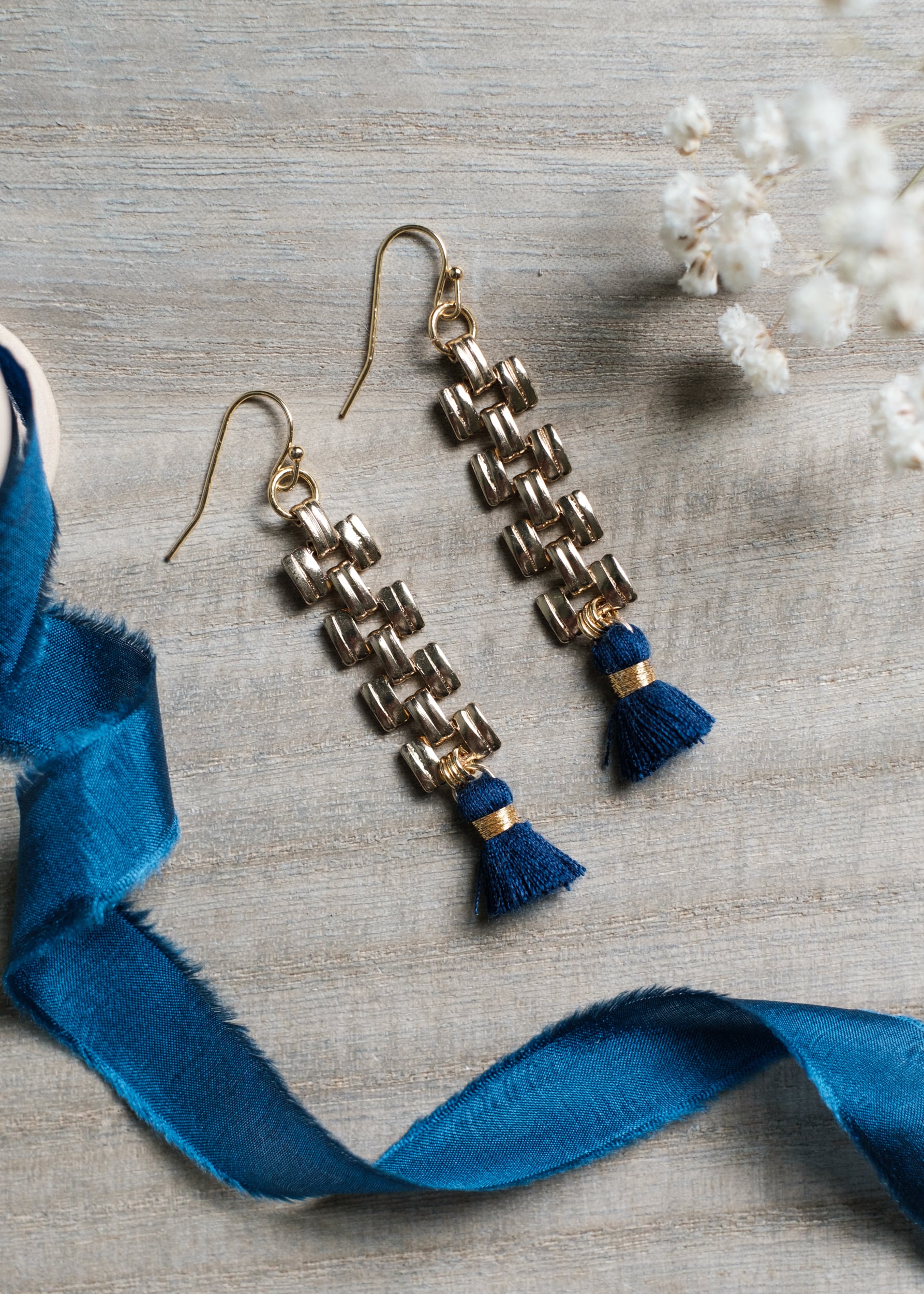 Gold Chain Tassel Earrings