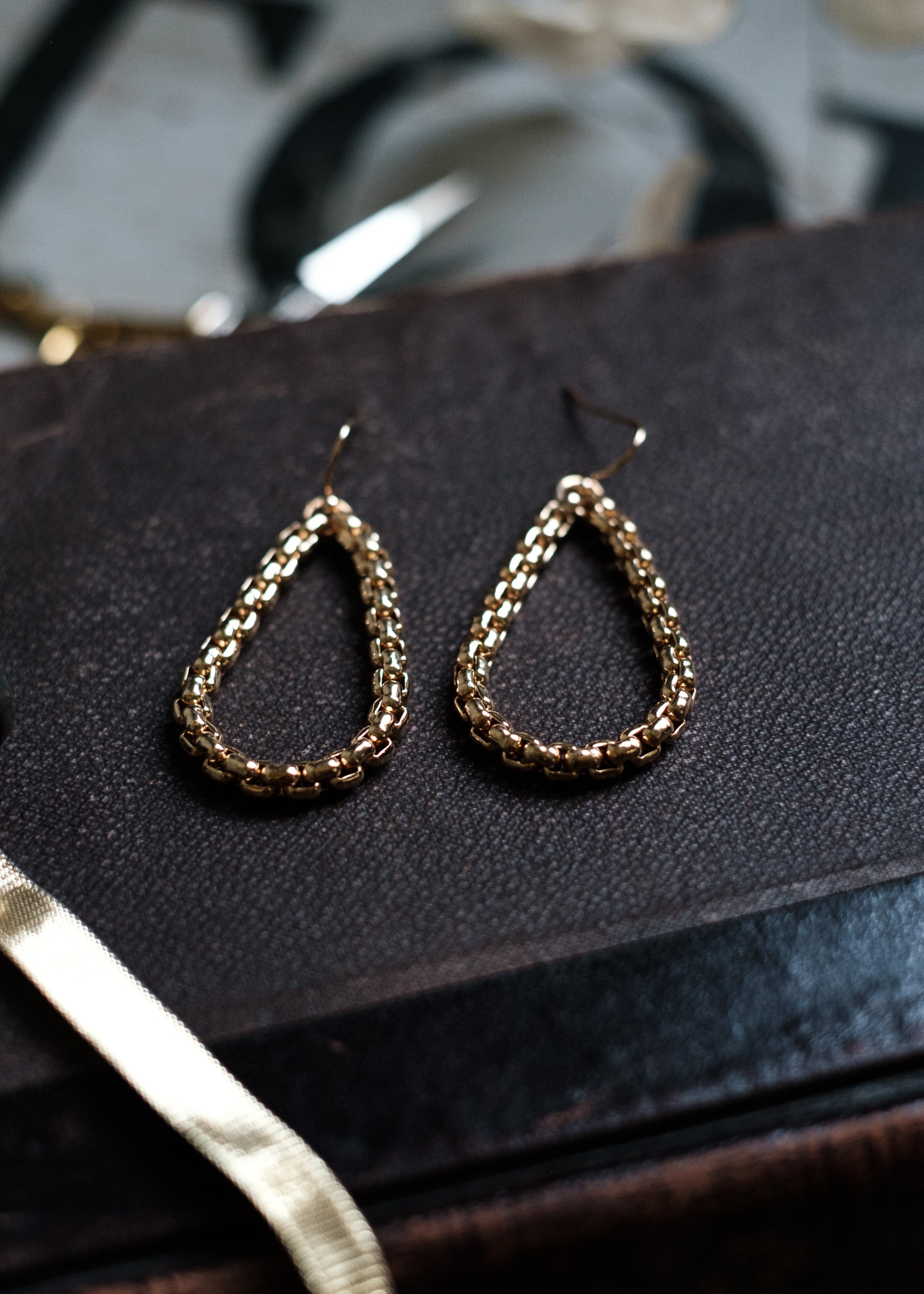 Gold Teardrop Chain Earrings