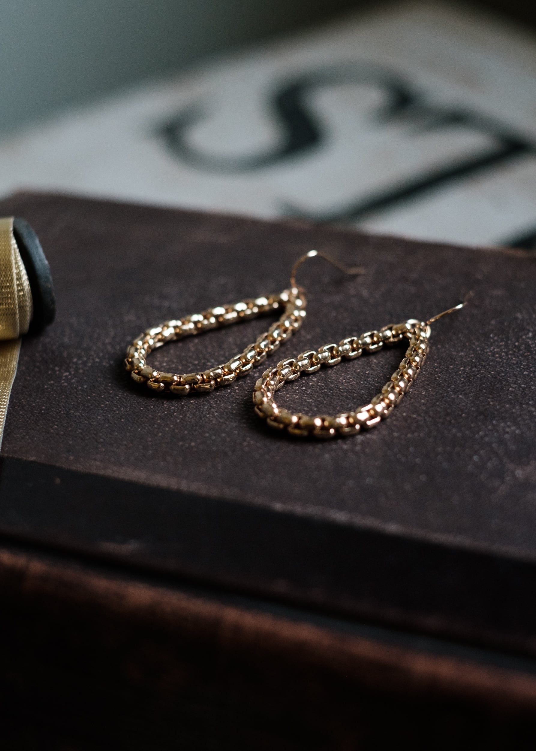 Gold Teardrop Chain Earrings
