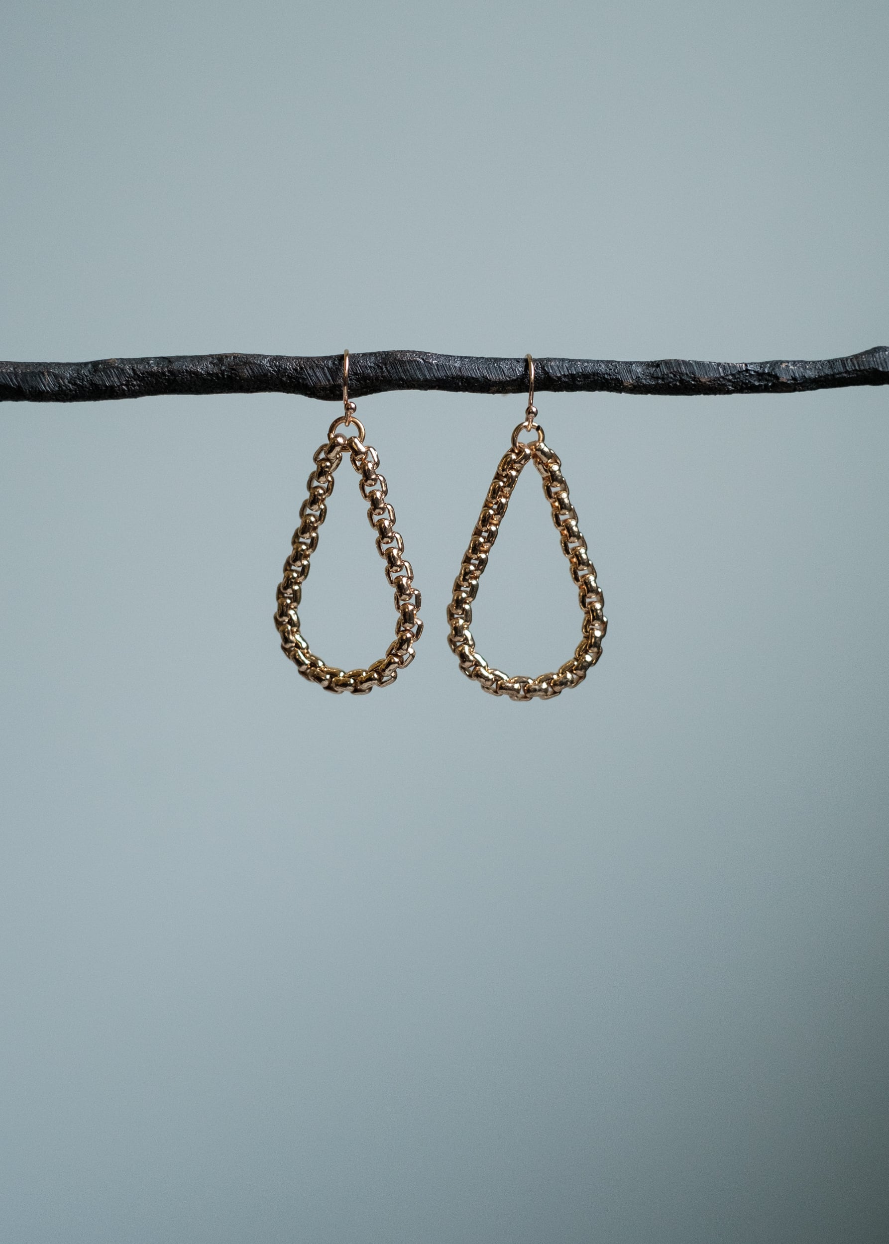 Gold Teardrop Chain Earrings