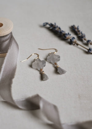 Gray Chalcedony Clover Earrings