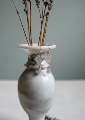 Gray Chalcedony Clover Earrings