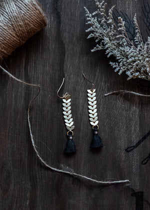Fishbone Chain Tassel Earrings