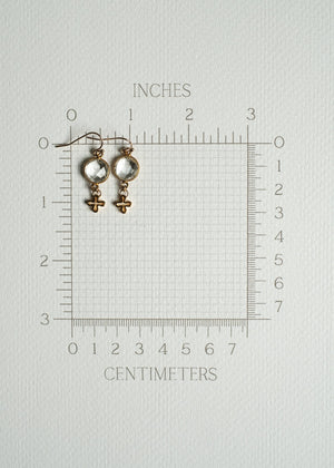 Crystal Quartz & Cross Earrings