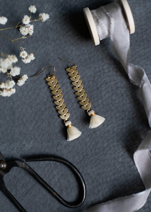 Fishbone Chain Tassel Earrings