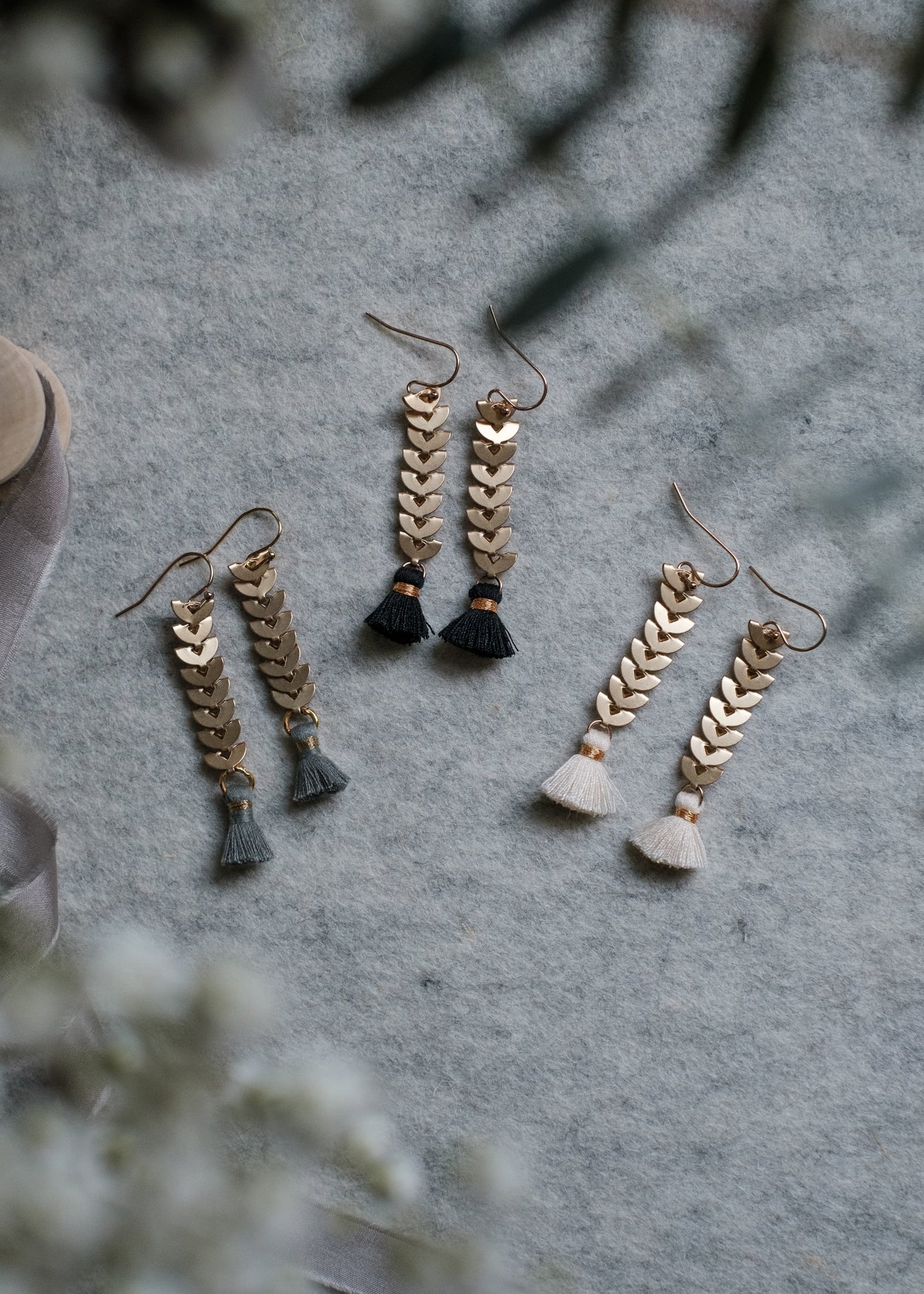 Fishbone Chain Tassel Earrings