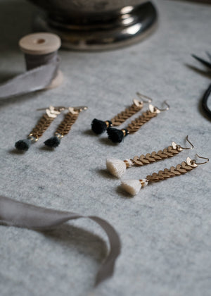Fishbone Chain Tassel Earrings
