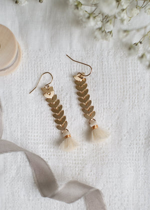 Fishbone Chain Tassel Earrings