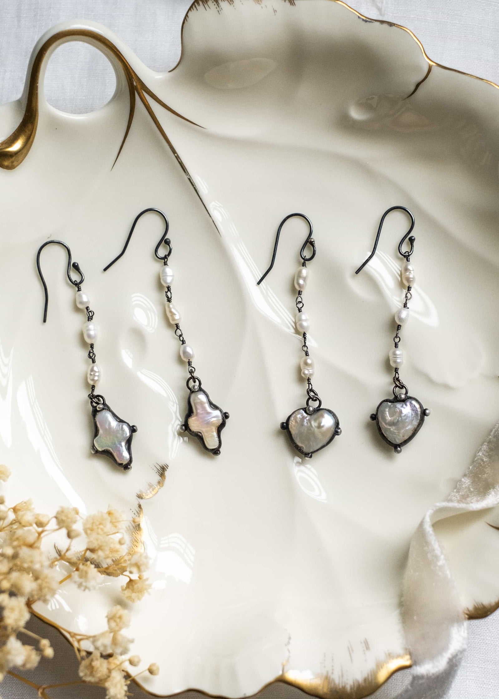 Vintage Pearl Rosary Earrings