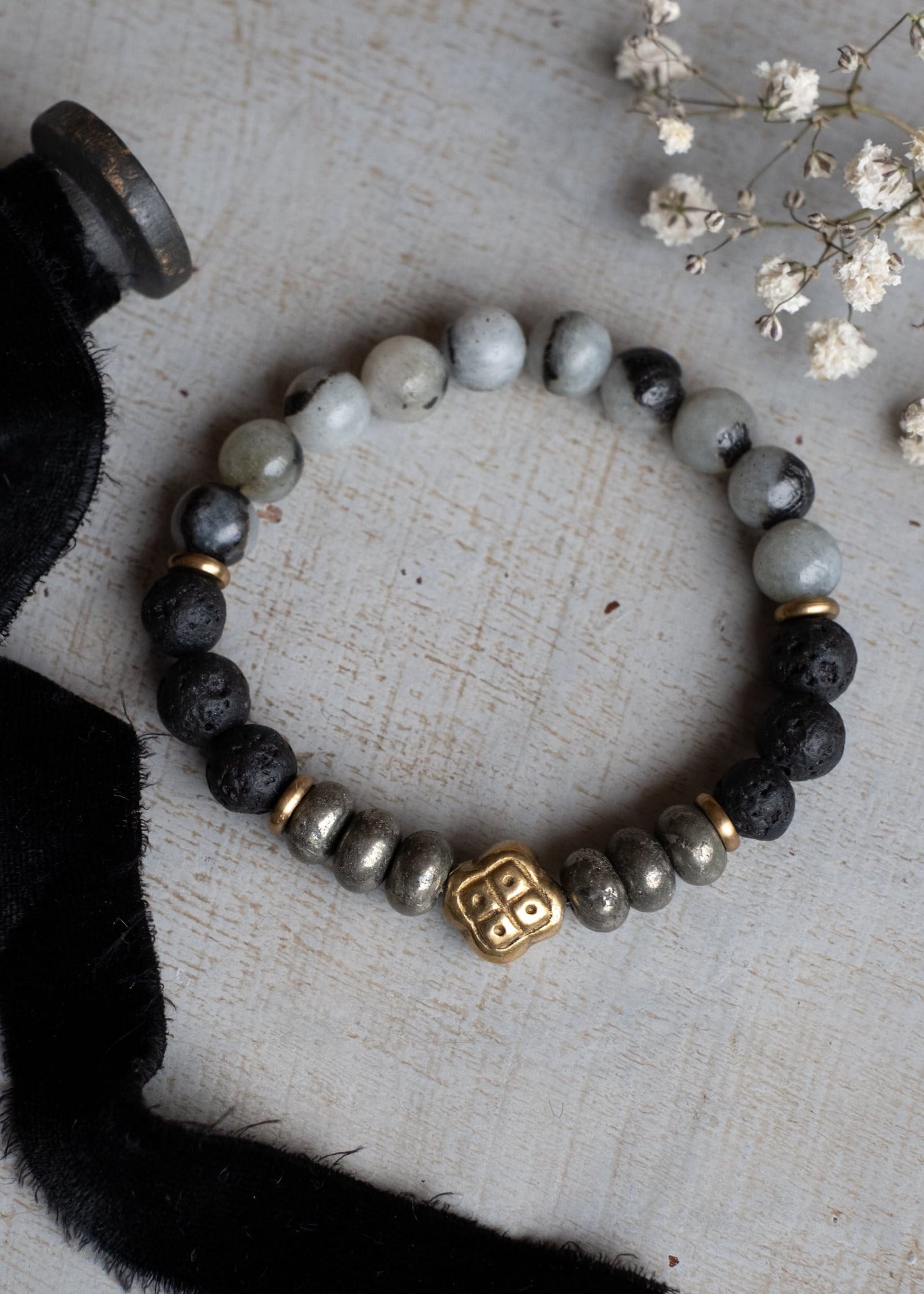 Balance & Strength Bracelet with Labradorite and Brass