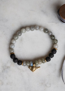 Harmony Bird Bracelet in Labradorite, Lava & Brass by Atelier 363, photo b