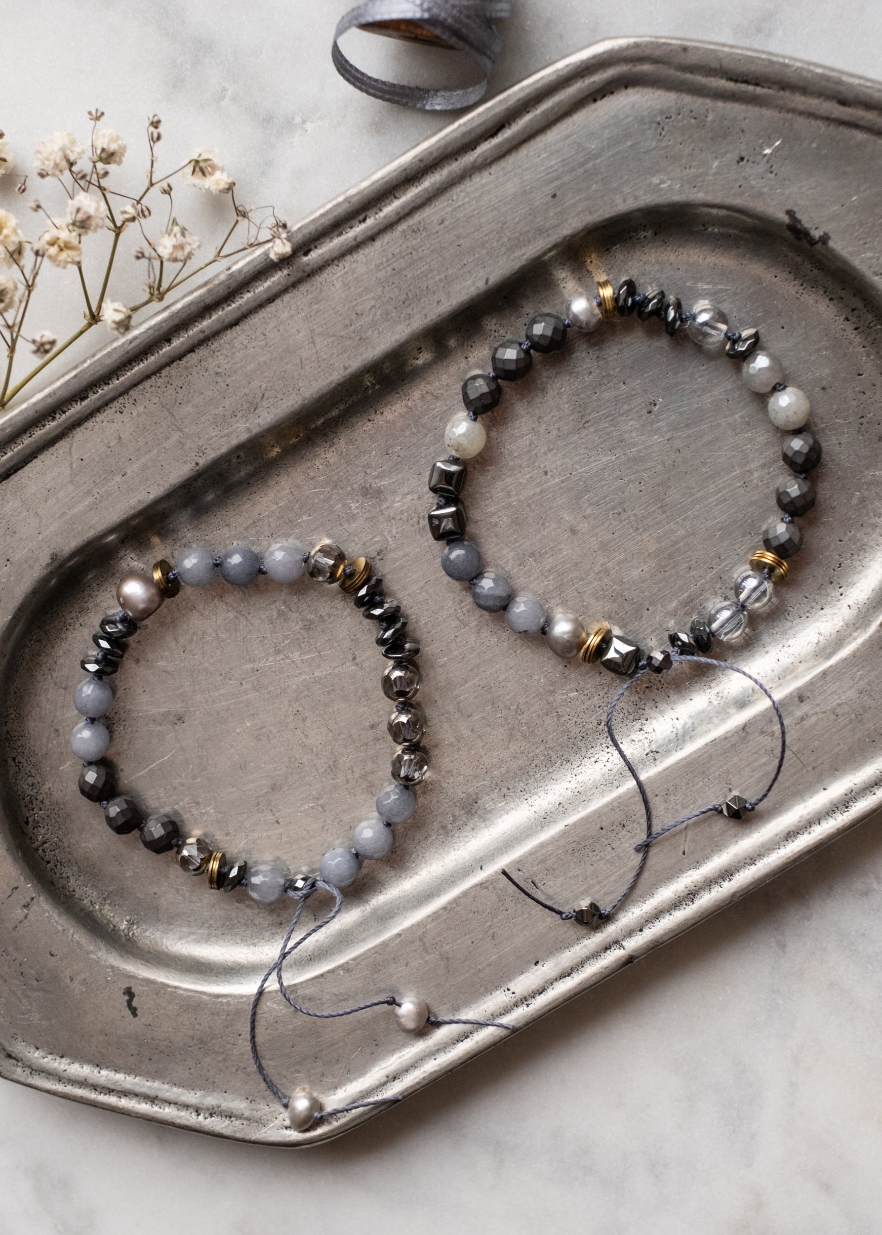 Smoky Grey Gemstone Bracelets by Atelier 363, photo a