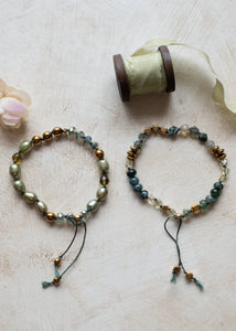 Olive Pearl and Moss Agate Adjustable Bracelet by Atelier 363, photo c