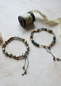 Olive Pearl and Moss Agate Adjustable Bracelet by Atelier 363, photo b