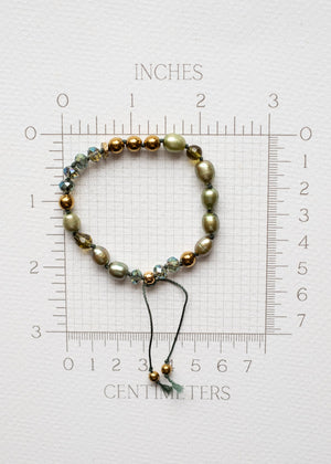 Olive Pearl and Moss Agate Adjustable Bracelet by Atelier 363, photo g