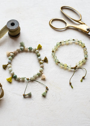 Jade Tassel and Prehnite Adjustable Bracelet by Atelier 363, photo a