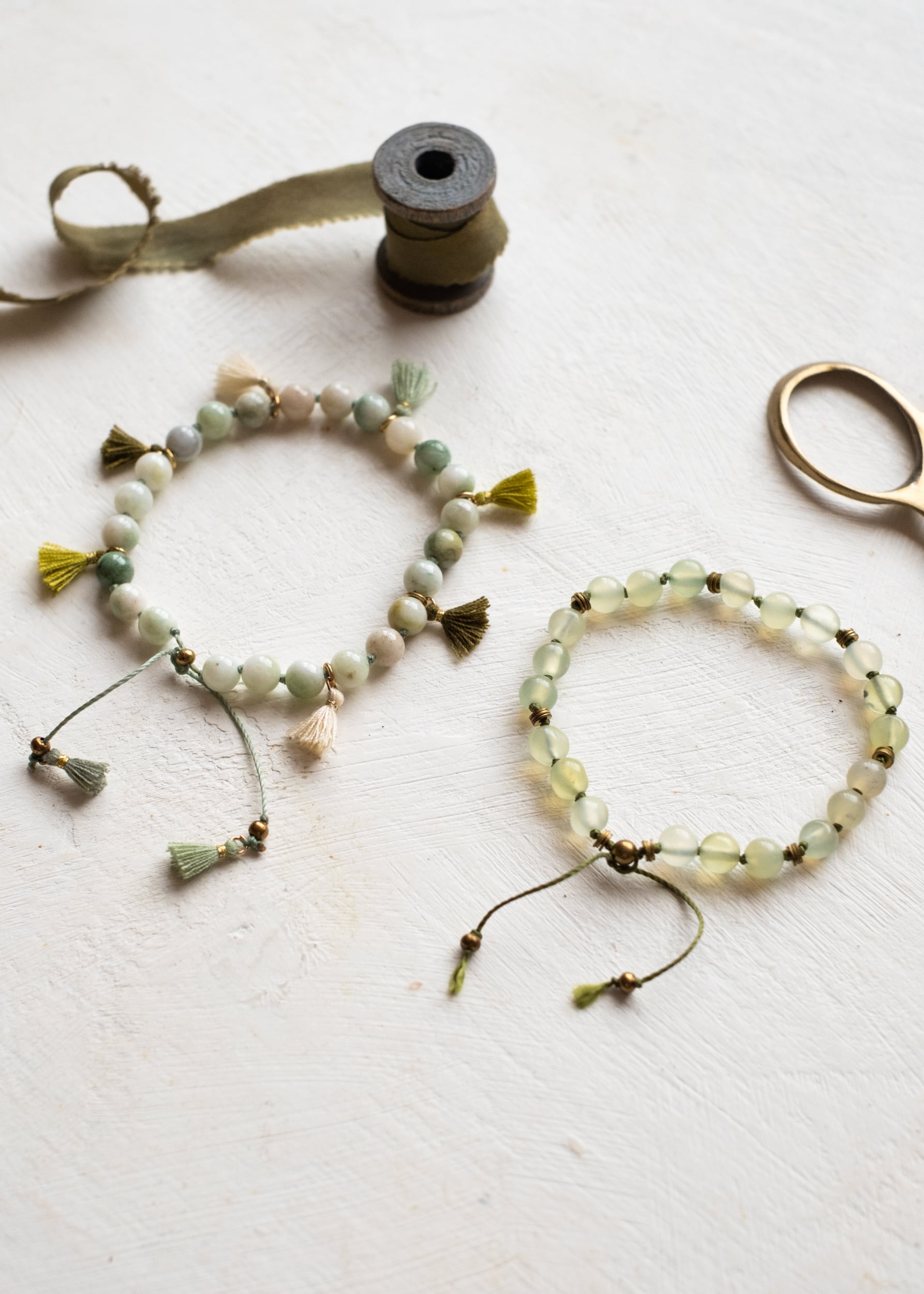 Jade Tassel and Prehnite Adjustable Bracelet by Atelier 363, photo b