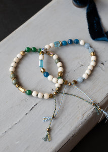 Bone and Jade Adjustable Bracelet in Green or Blue by Atelier 363, photo a