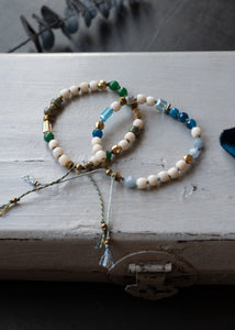 Bone and Jade Adjustable Bracelet in Green or Blue by Atelier 363, photo b