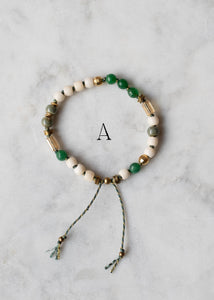 Bone and Jade Adjustable Bracelet in Green or Blue by Atelier 363, photo c