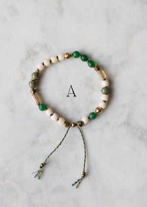 Bone and Jade Adjustable Bracelet in Green or Blue by Atelier 363, photo c