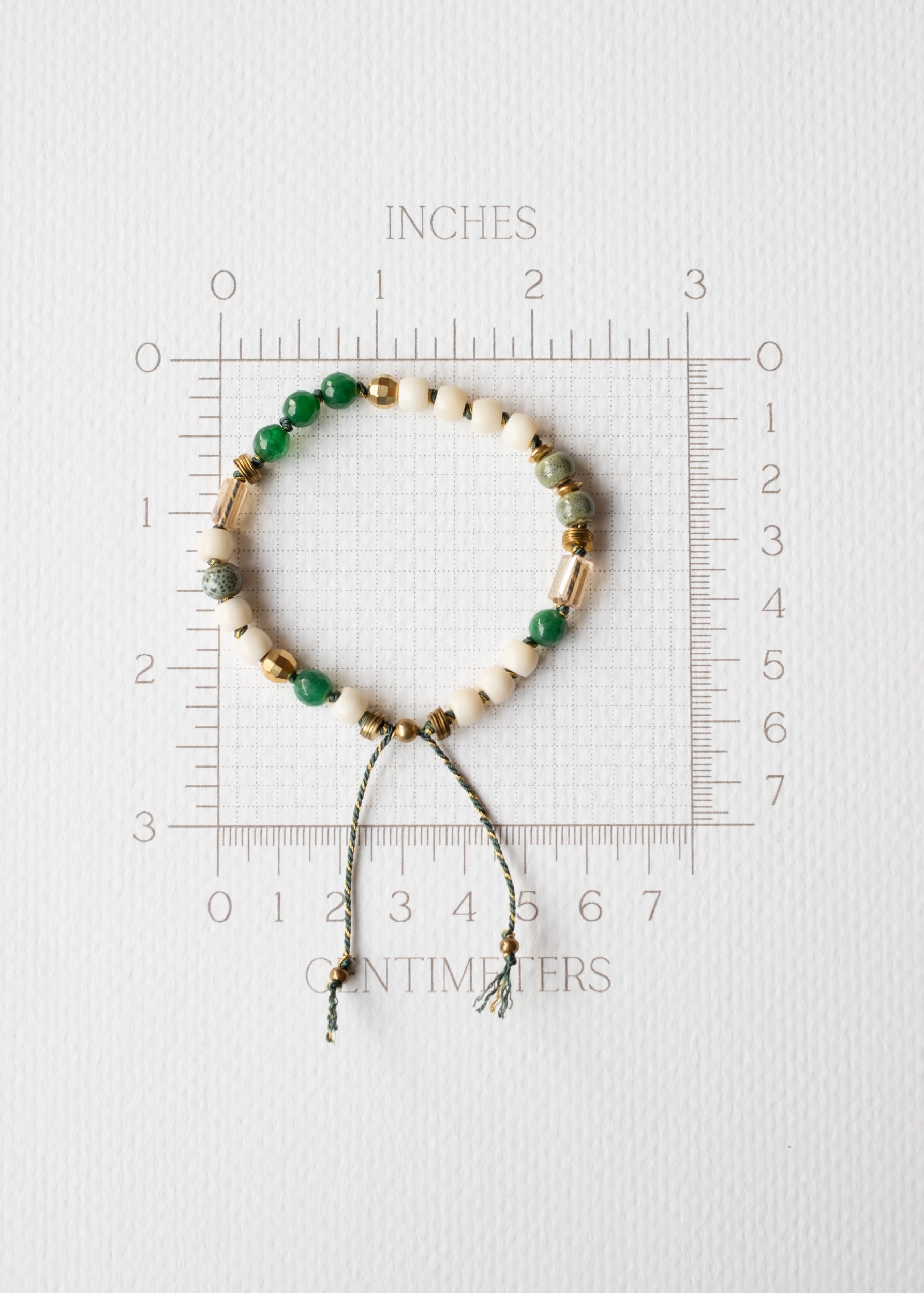 Bone and Jade Adjustable Bracelet in Green or Blue by Atelier 363, photo e
