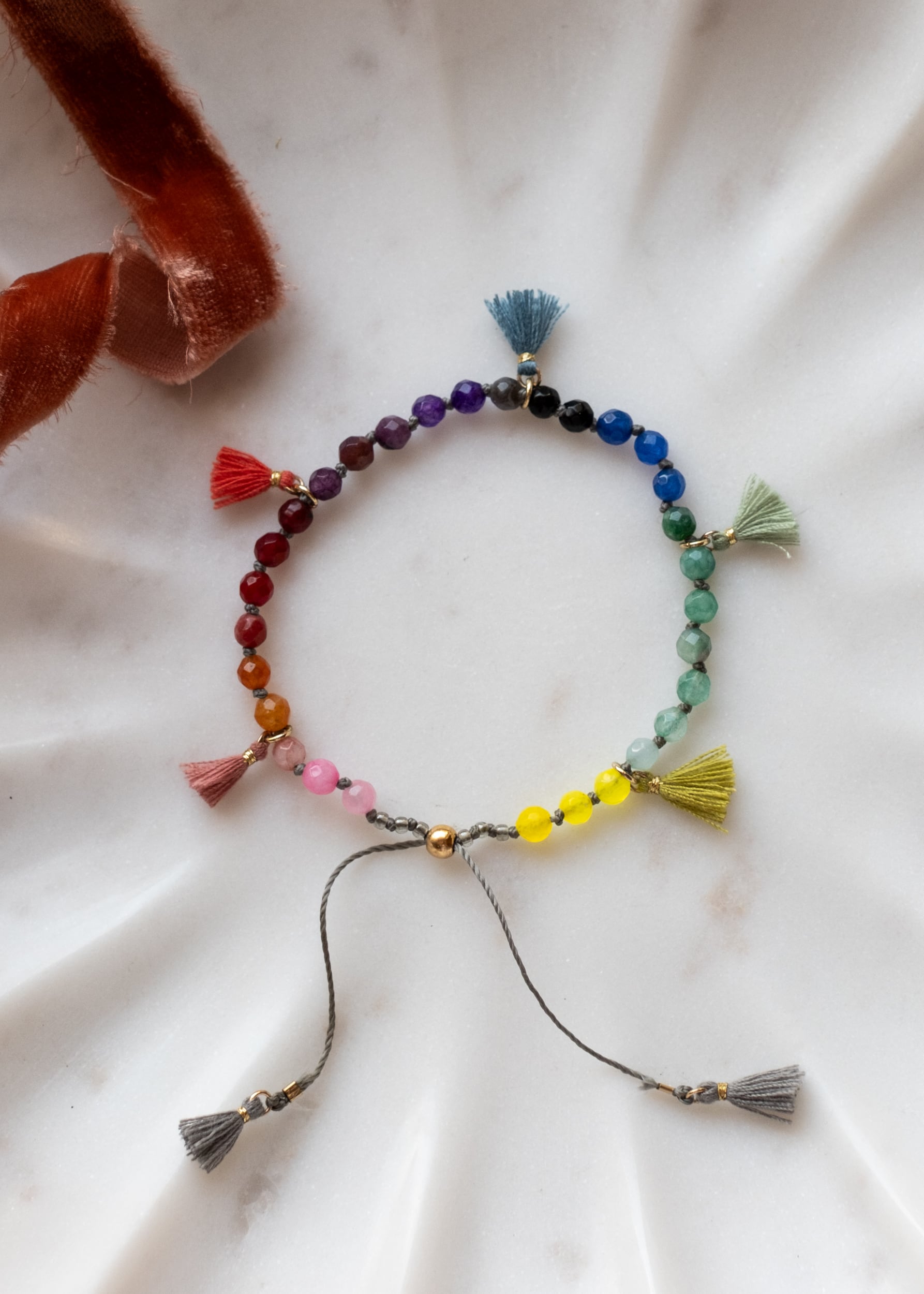 Rainbow Agate Tassel Adjustable Bracelet by Atelier 363, photo b