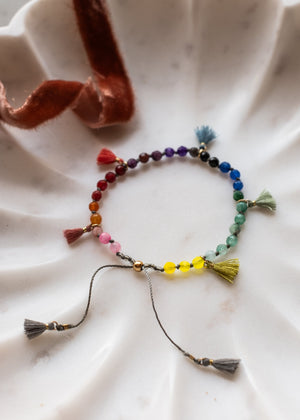 Rainbow Agate Tassel Adjustable Bracelet by Atelier 363, photo c