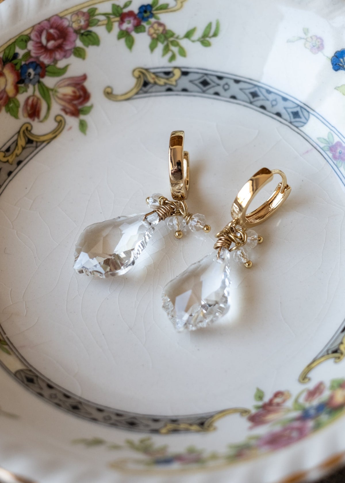 Crystal Teardrop Gold Hoop Earrings by Atelier 363, photo a