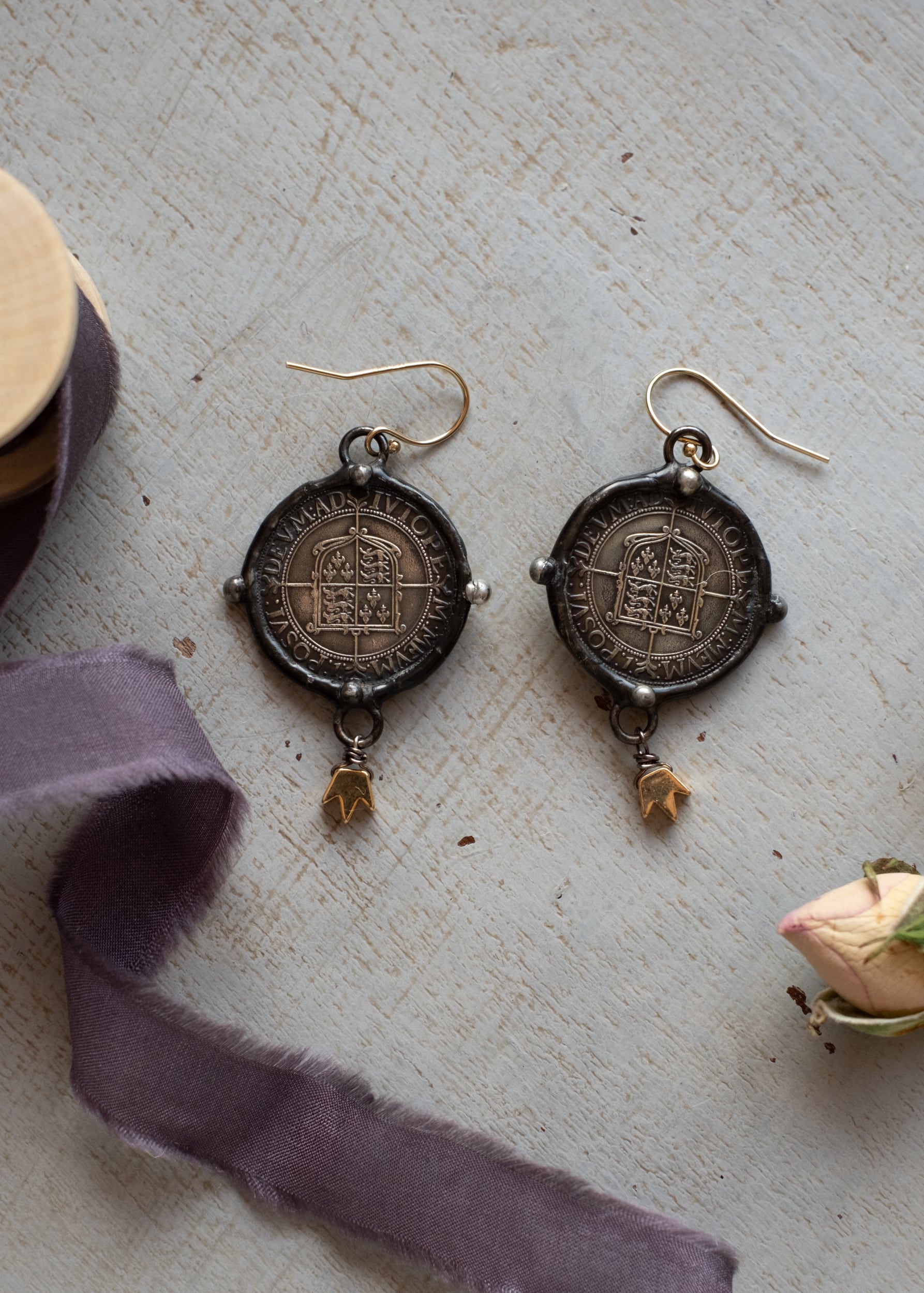 Tudor Queen Coin Earrings by Atelier 363, photo c