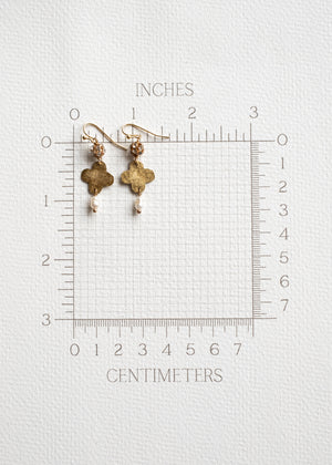 Golden Clover Pearl Earrings