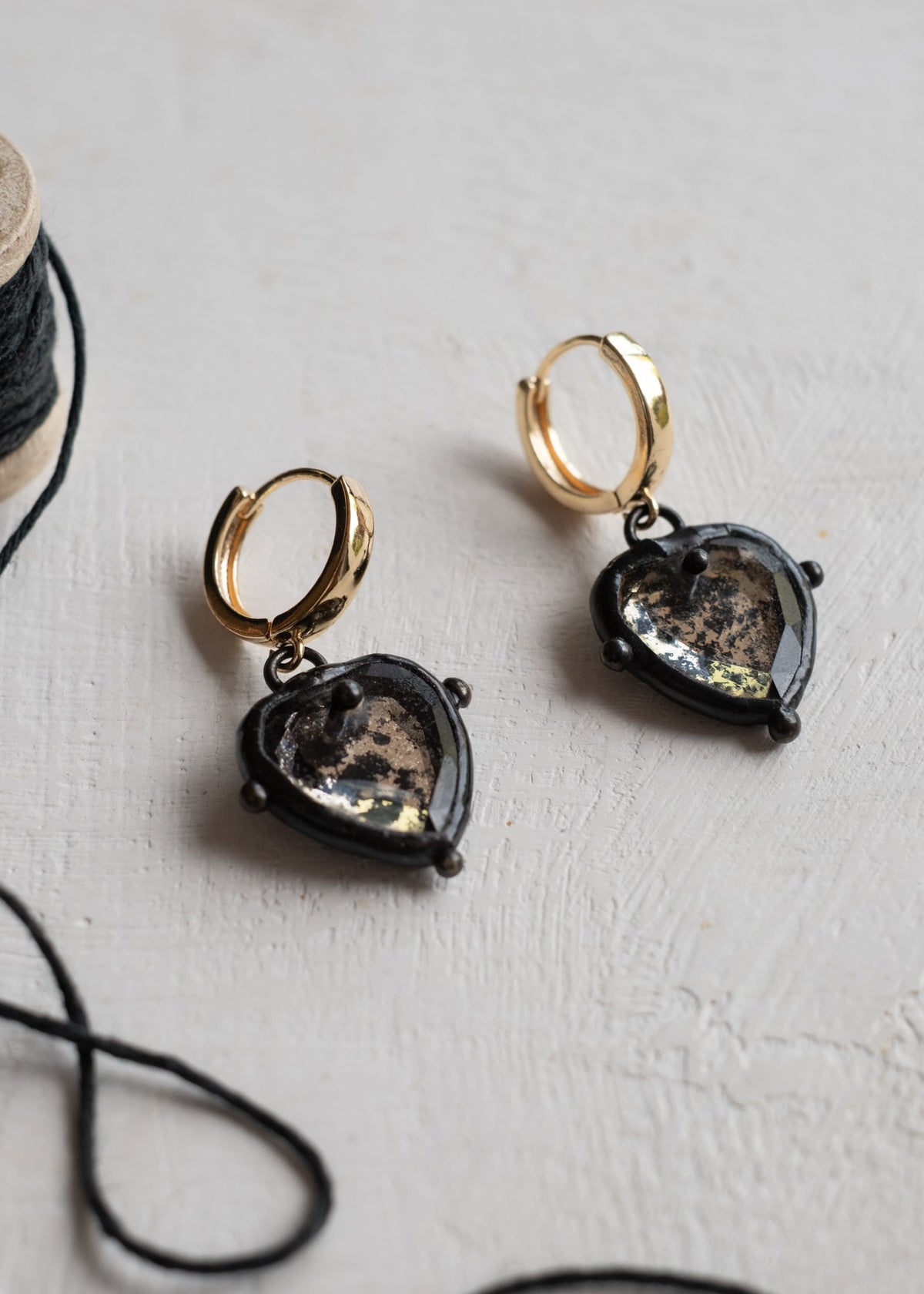 Midnight Mirror Heart Earrings by Atelier 363, photo a