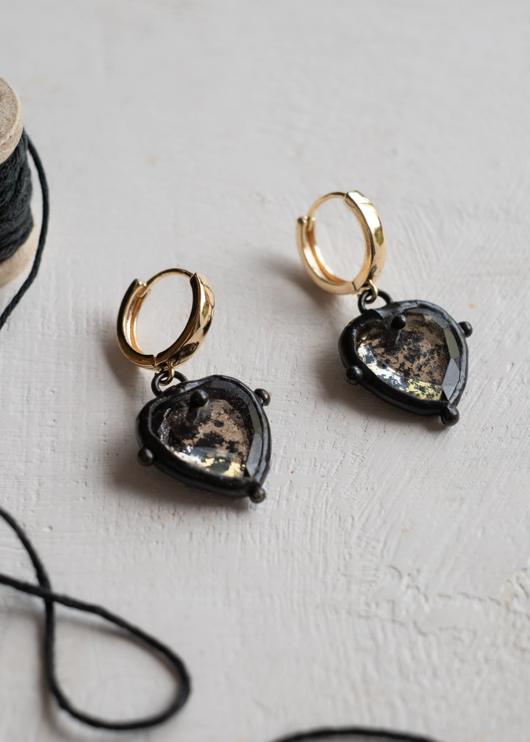 Midnight Mirror Heart Earrings by Atelier 363, photo a