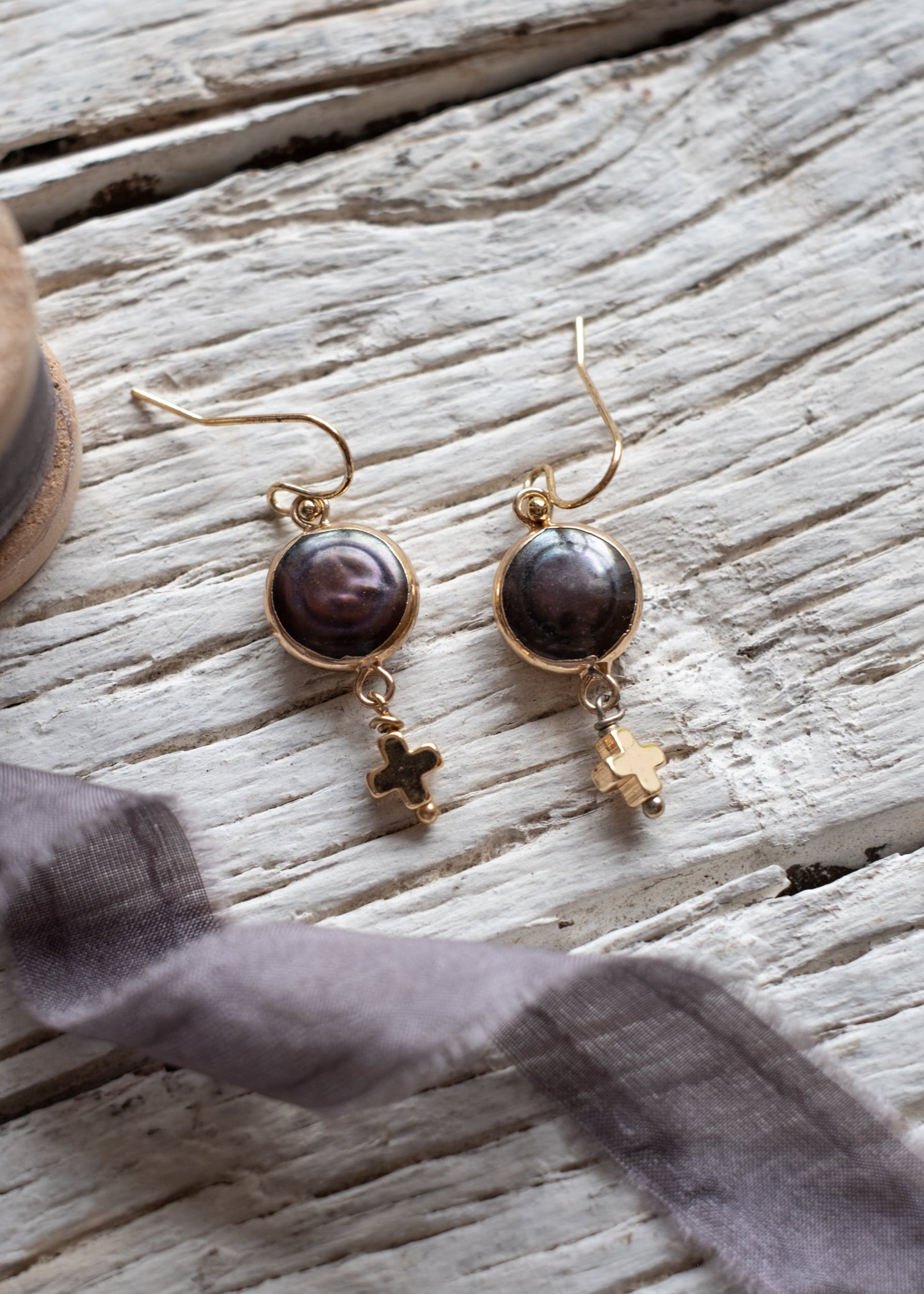 Midnight Glow Cross Earrings