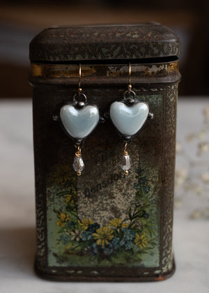 Sky Blue Ceramic Heart Earrings by Atelier 363, photo a