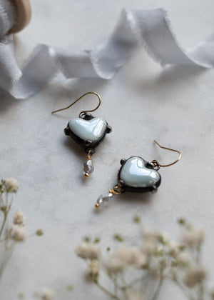 Sky Blue Ceramic Heart Earrings by Atelier 363, photo c