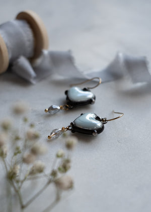 Sky Blue Ceramic Heart Earrings by Atelier 363, photo d