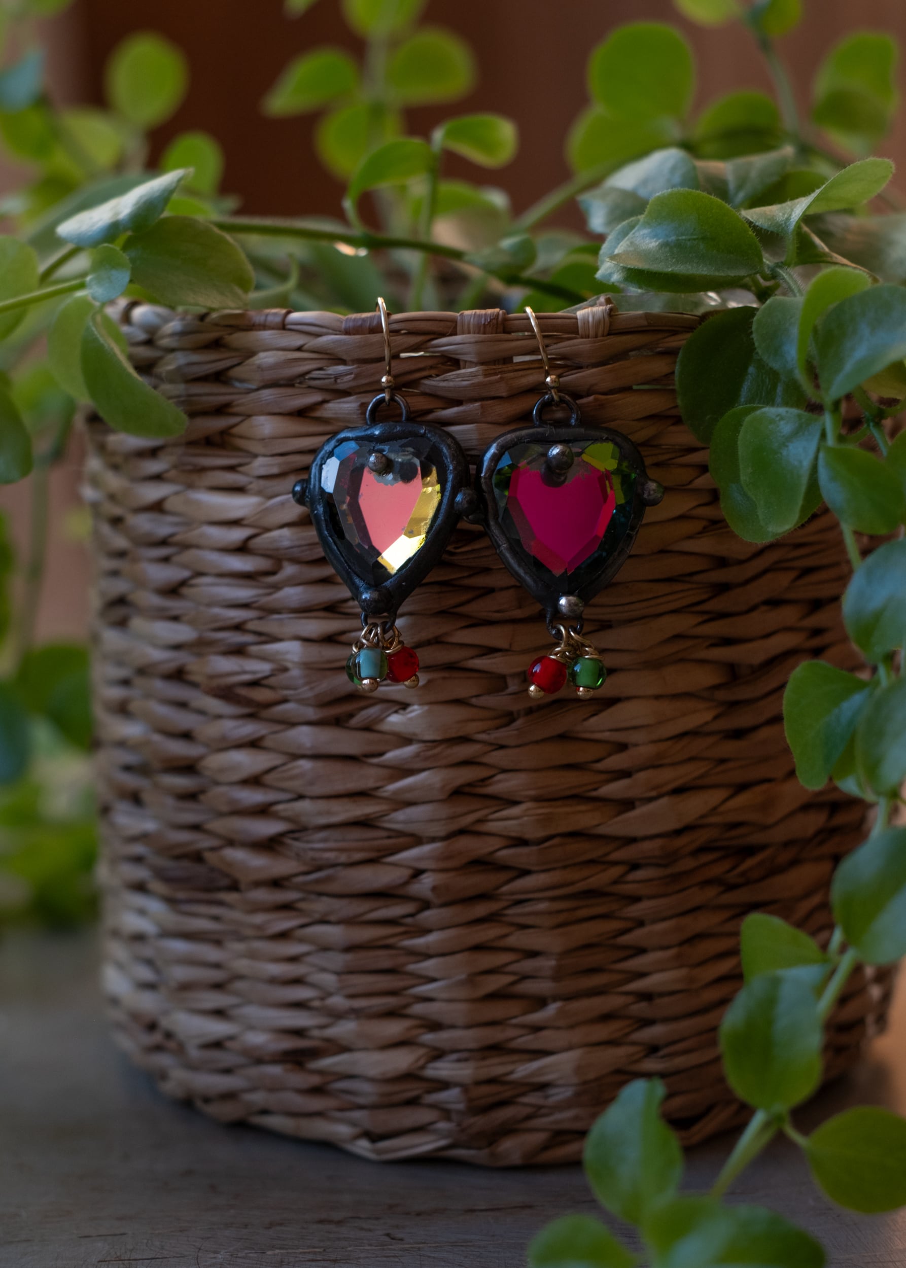 Iridescent Crystal Heart Earrings by Atelier 363, photo c