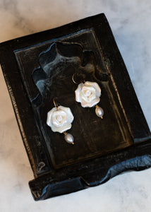 Ceramic Rose and Pearl Earrings by Atelier 363, photo b