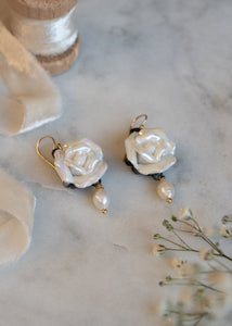 Ceramic Rose and Pearl Earrings by Atelier 363, photo e