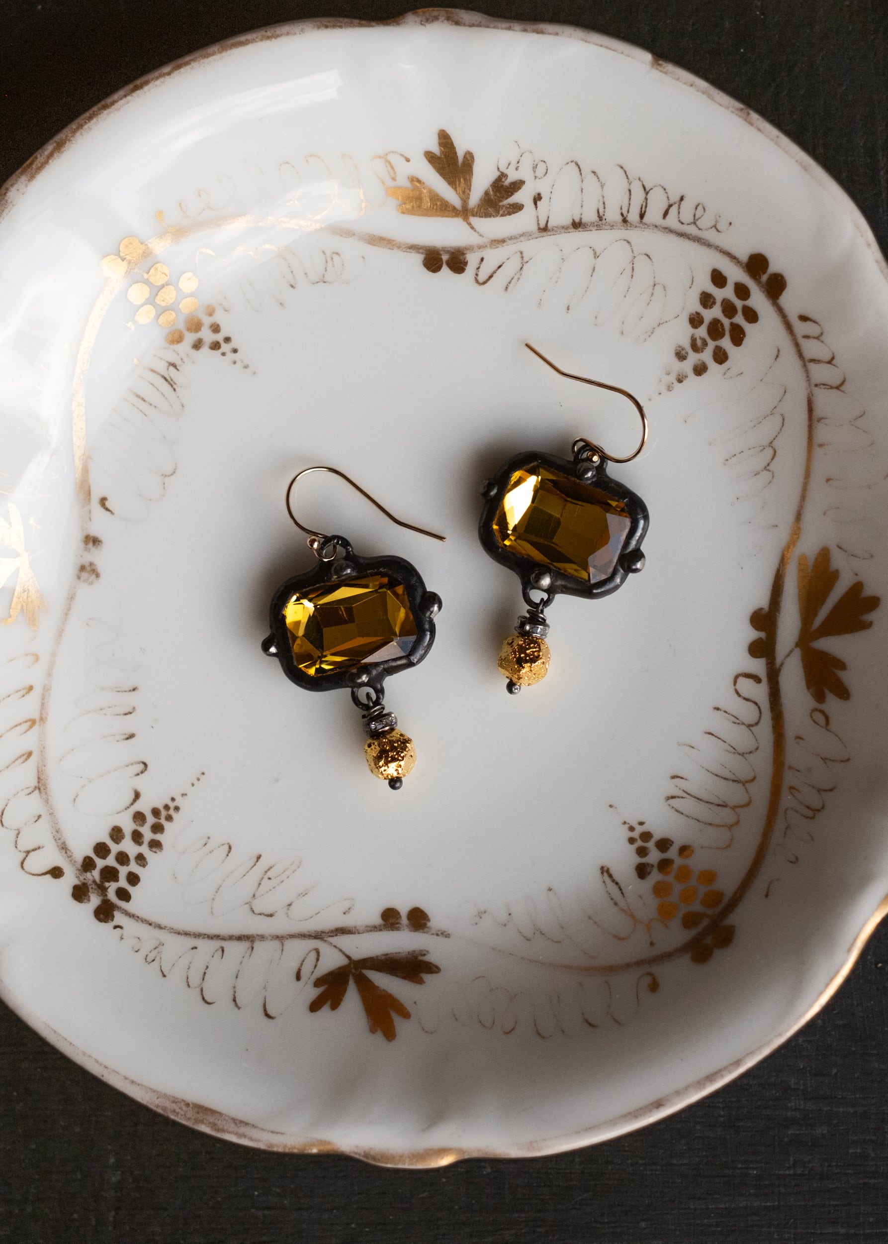 Golden Amber Crystal Earrings by Atelier 363, photo b