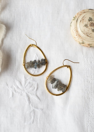Labradorite Teardrop Hoop Earrings by Atelier 363, photo a