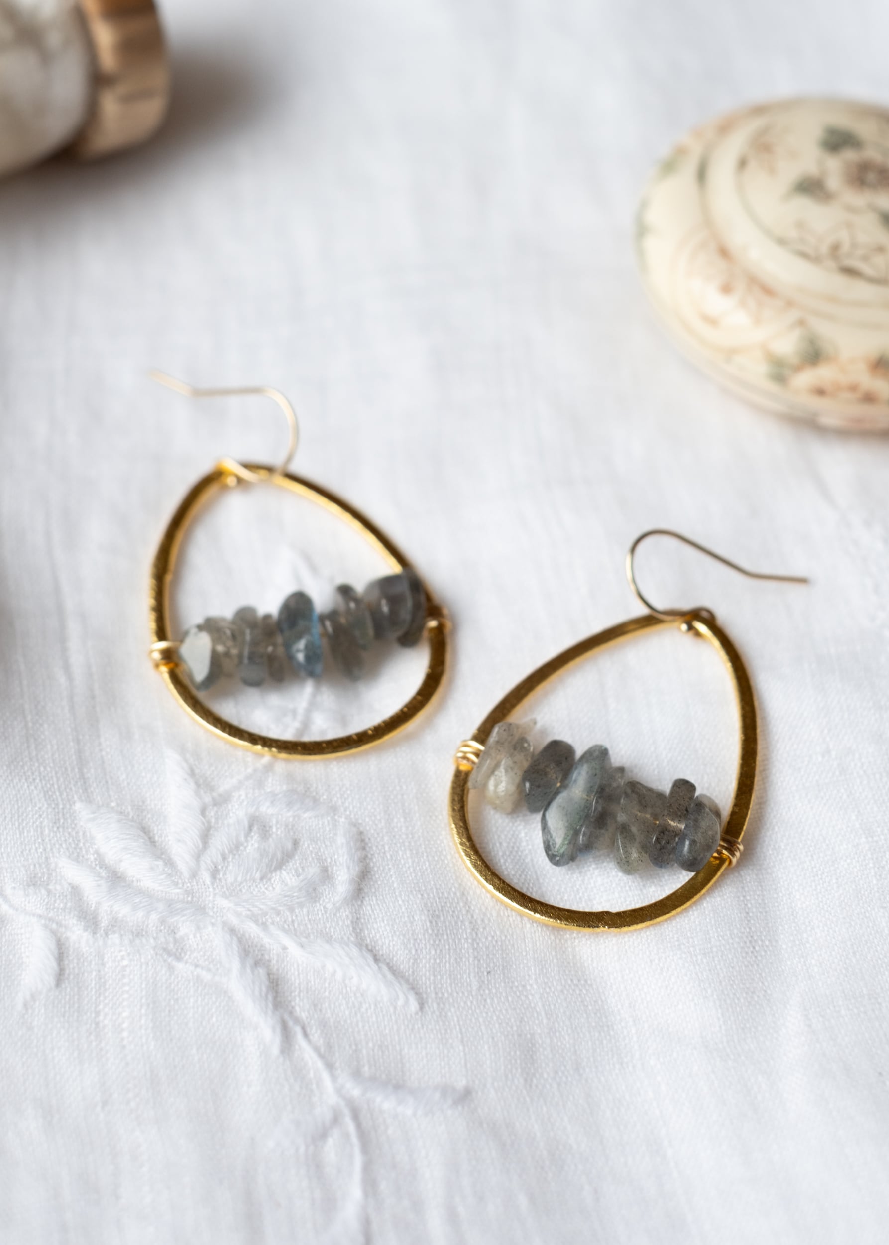 Labradorite Teardrop Hoop Earrings by Atelier 363, photo b