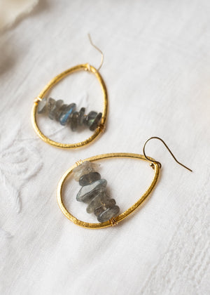 Labradorite Teardrop Hoop Earrings by Atelier 363, photo c