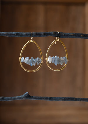 Labradorite Teardrop Hoop Earrings by Atelier 363, photo d