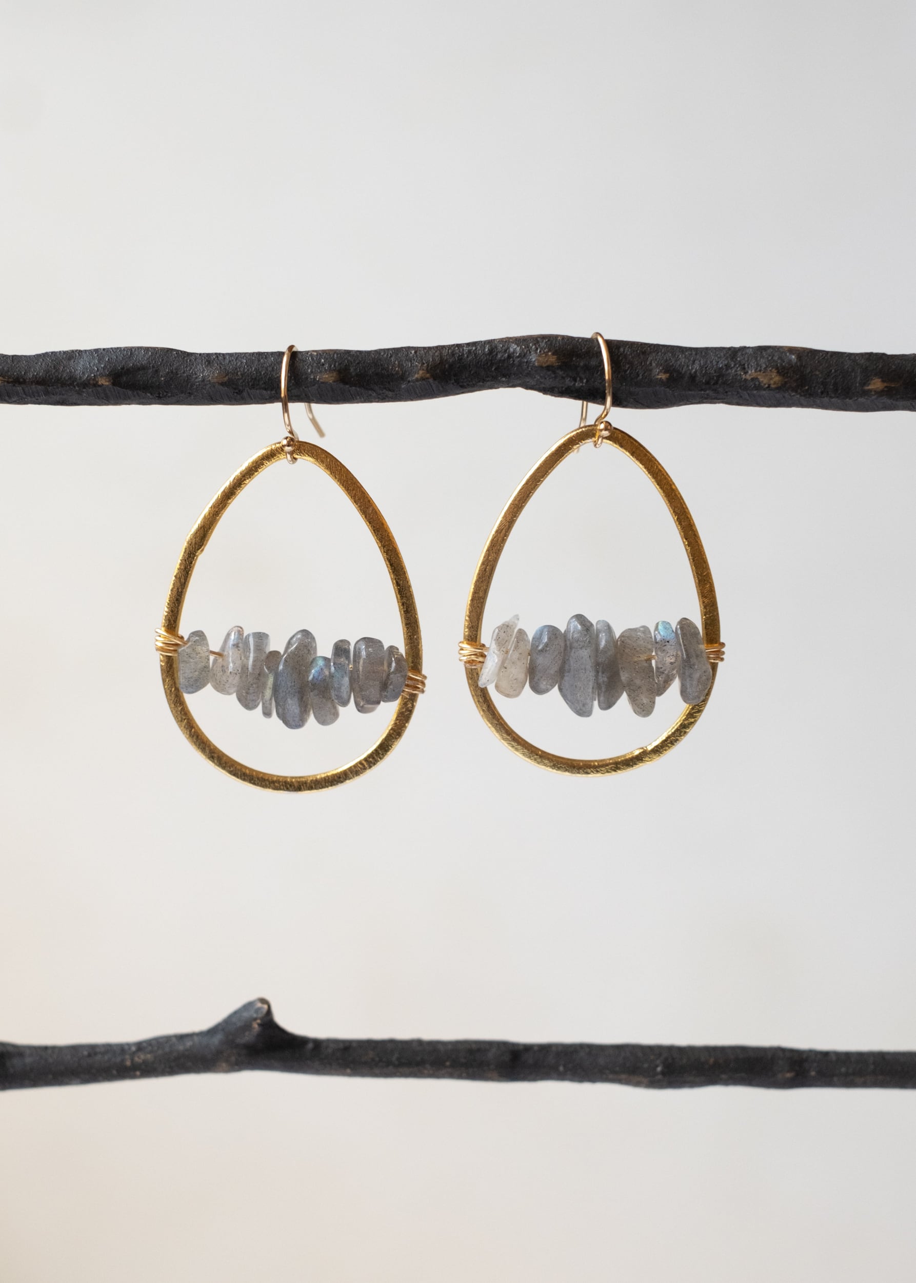 Labradorite Teardrop Hoop Earrings by Atelier 363, photo e