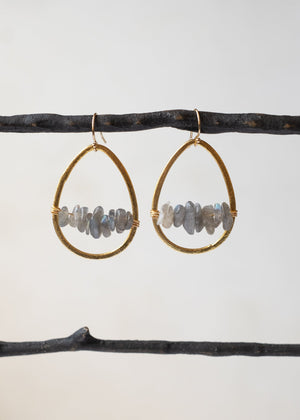 Labradorite Teardrop Hoop Earrings by Atelier 363, photo e