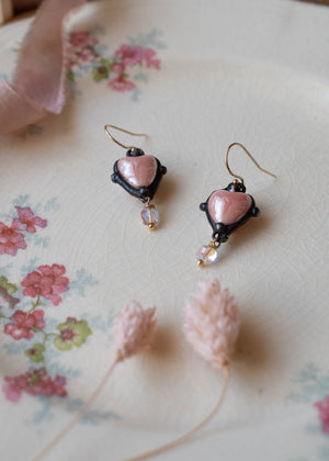 Blush Pink Ceramic Heart Earrings by Atelier 363, photo b